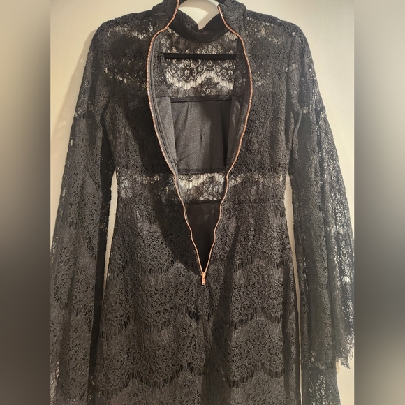 Lulus Small Black Lace Bell Sleeve Dress - Picture 7 of 8